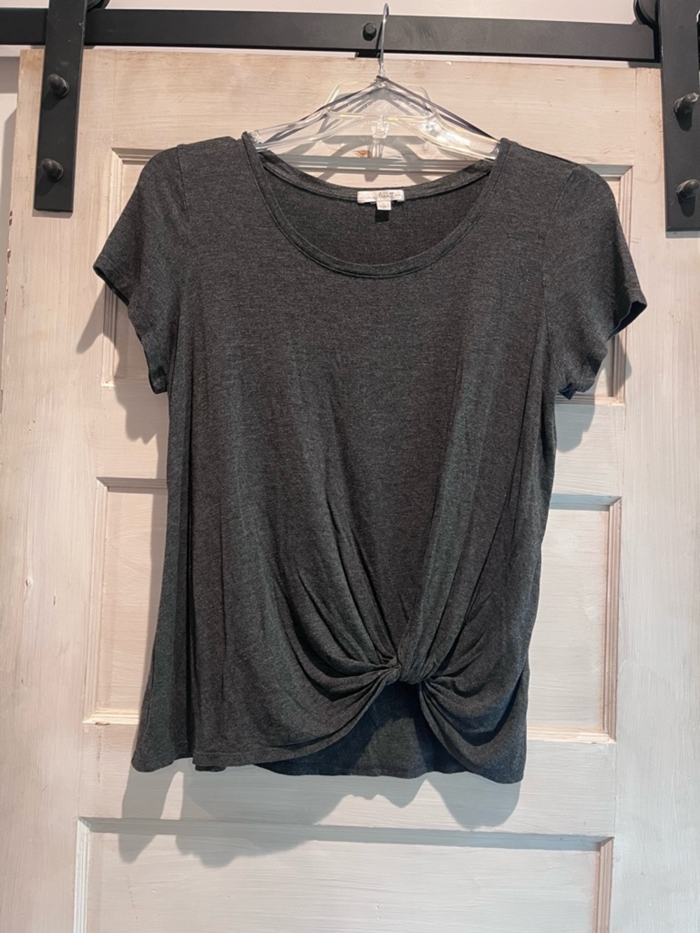 nine britton Charcoal Twist-Knot Short Sleeve Tee